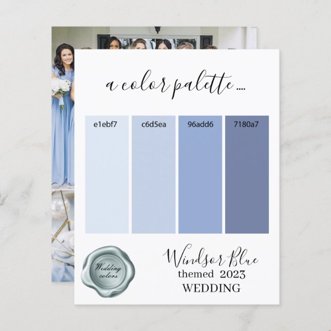 Windsor Blue Wedding colours Palette Card 2023 (Front/Back)