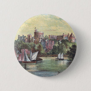 Windsor Castle Across the Thames 6 Cm Round Badge