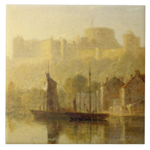 Windsor Castle from the Thames (oil on millboard) Tile