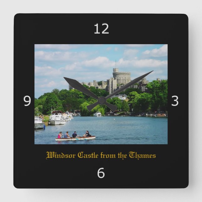 Windsor Castle from the Thames Square Wall Clock (Front)