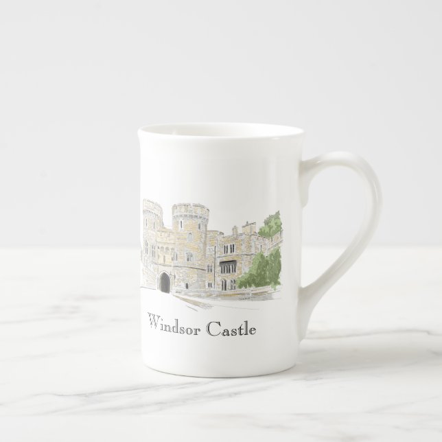 Windsor Castle Iconic Landmark Illustration Bone China Mug (Right)
