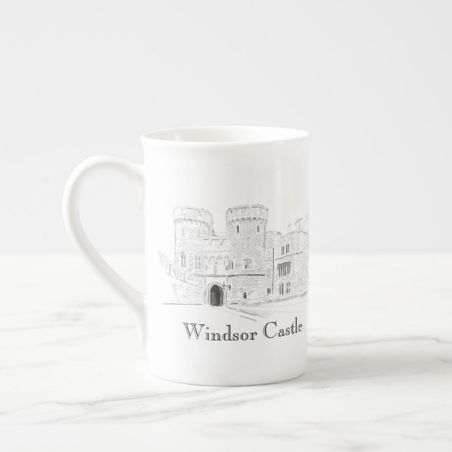 Windsor Castle Iconic Landmark Illustration Bone China Mug (Left)
