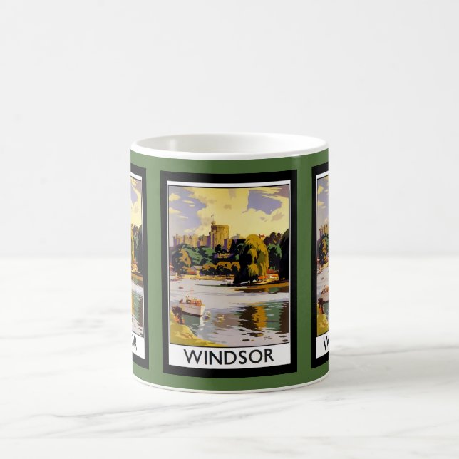 Windsor Castle Vintage Travel  Poster Coffee Mug (Center)