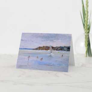 Windsurfer and Bathers Holiday Card