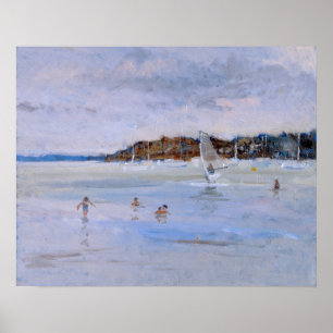 Windsurfer and Bathers Poster