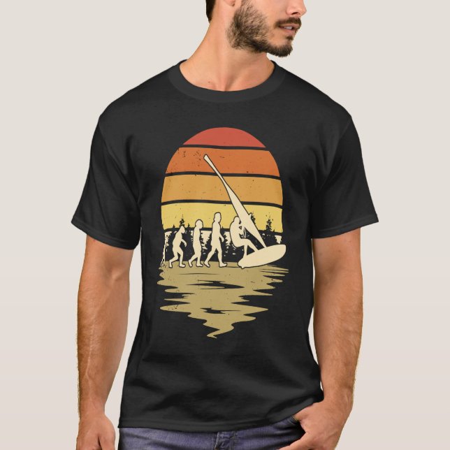 Windsurfer Evolution Retro Windsurfing Vintage Sur T-Shirt (Front)