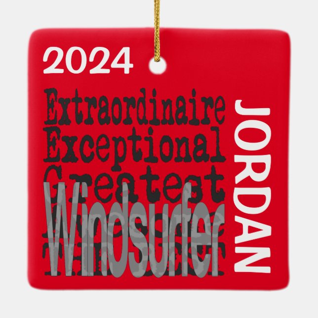 Windsurfer Extraordinaire CUSTOM Ceramic Ornament (Back)