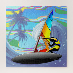 WindSurfer on Big Ocean Waves Jigsaw Puzzle