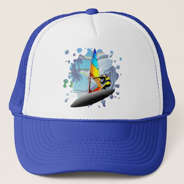 WindSurfer on Big Ocean Waves Trucker Hat (Front)