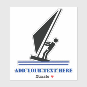 Windsurfer on board black and blue windsurfing