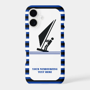 Windsurfer on board black blue stripes windsurfing