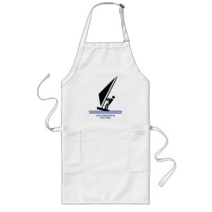 Windsurfer on board black, blue windsurfing custom long apron