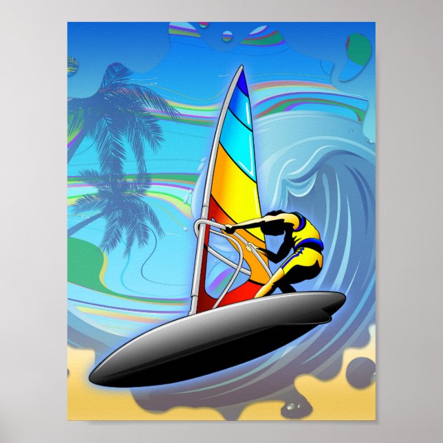 WindSurfer on Ocean Waves Poster Paper (Matte) (Front)