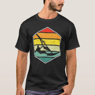 Windsurfer On Surfboard In Water At Sunset In Retr T-Shirt