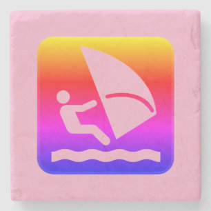 Windsurfer - Windsurfing Rainbow Stone Coaster
