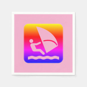 Windsurfer - Windsurfing Rainbow Water Sports Napkin
