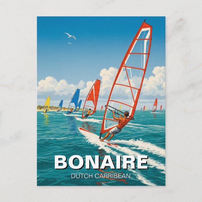 Windsurfers in Bonaire Dutch Caribbean Postcard (Front)