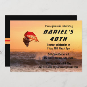 Windsurfing At Sunset Surfer Sailboarding Custom Invitation