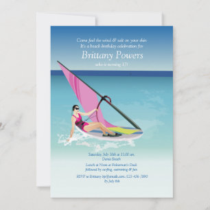 Windsurfing Girl Invitation
