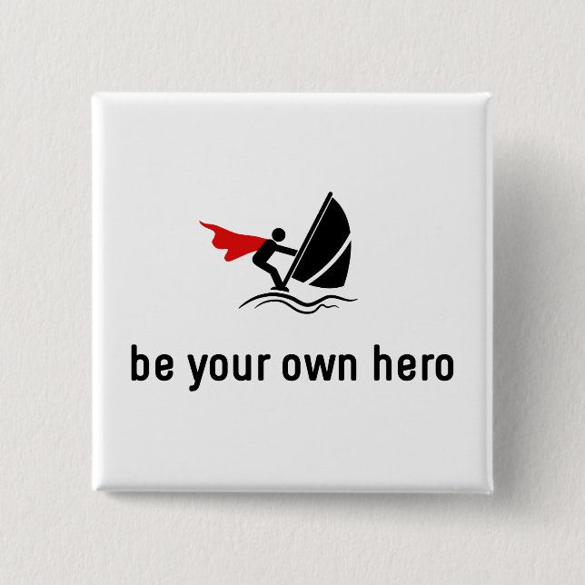 Windsurfing Hero 15 Cm Square Badge (Front)
