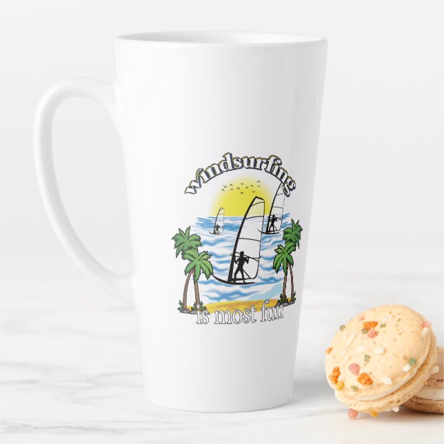 Windsurfing Is Most Fun, Summer 2023 Latte Mug (In Situ)