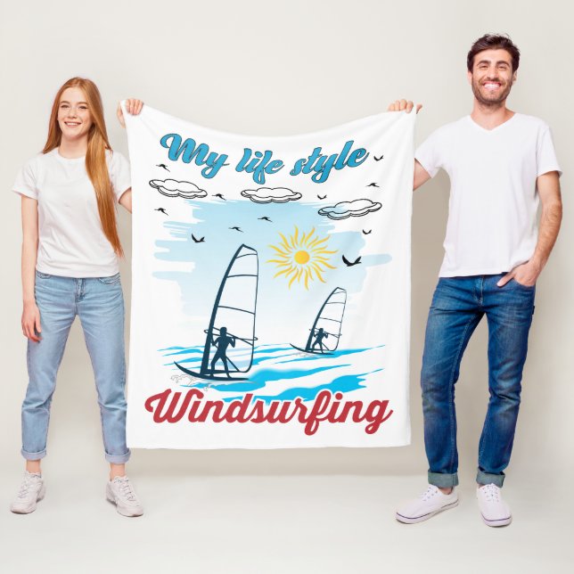 Windsurfing Is My Life Style Fleece Blanket (In Situ)