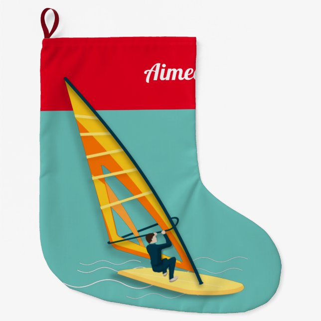Windsurfing Large Christmas Stocking (Front)