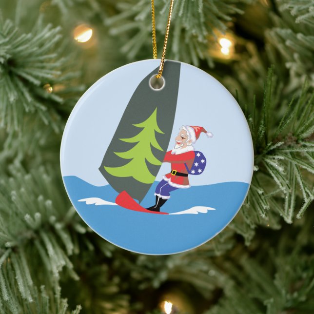 Windsurfing Santa Ornament (Tree)