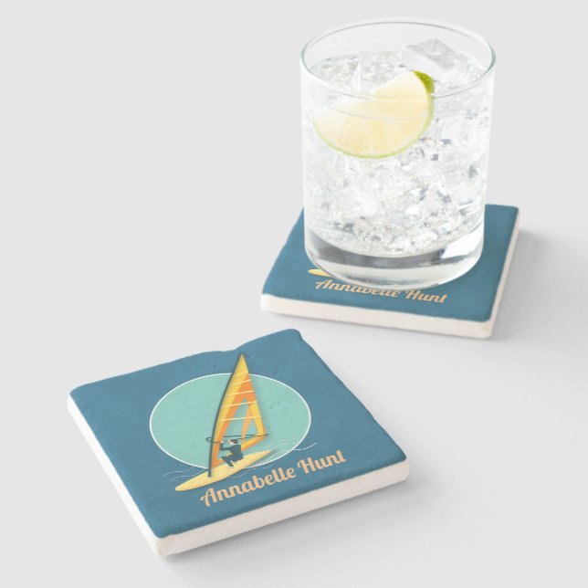 Windsurfing Stone Coaster (Side)