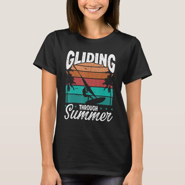 Windsurfing Vintage Board Gliding Summer Windsurfe T-Shirt (Front)