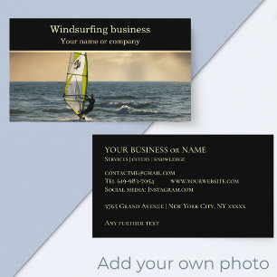 Windsurfing wind surfing surf coach instructor business card