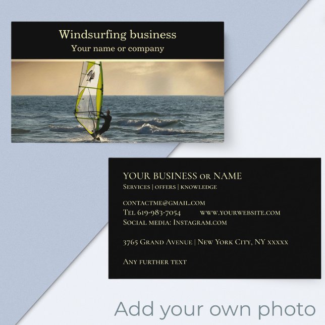 Windsurfing wind surfing surf coach instructor business card (Creator Uploaded)