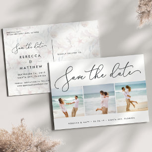 Windswept   Beach Wedding Photo Save the Date Announcement Postcard