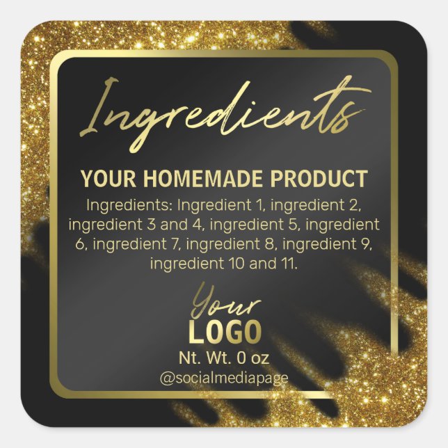 Windswept Glitter Gold And Black Ingredient Labels (Front)