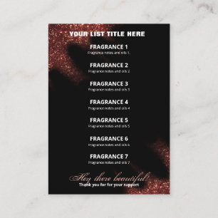 Windswept Glitter Red And Black Fragrance List Business Card