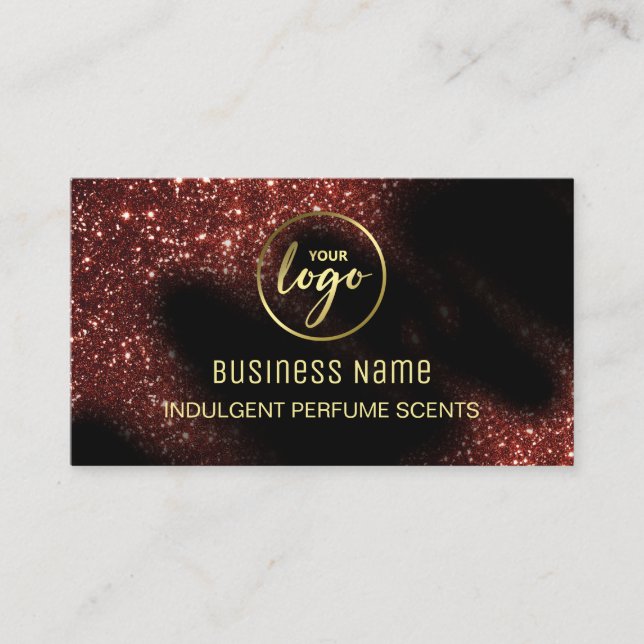 Windswept Glitter Red And Black Perfume Business Card (Front)