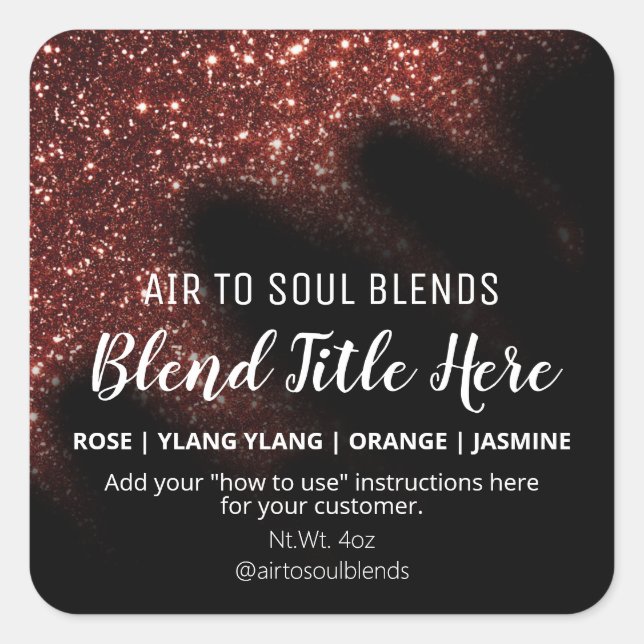 Windswept Glitter Red Essential Oil Blend Labels (Front)