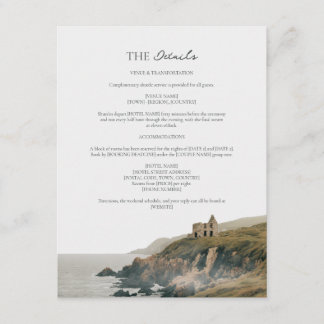 Windswept Irish Coast Cliff Wedding Details Enclosure Card