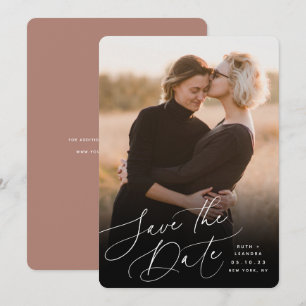 Windswept Script   Vertical Photo Save The Date
