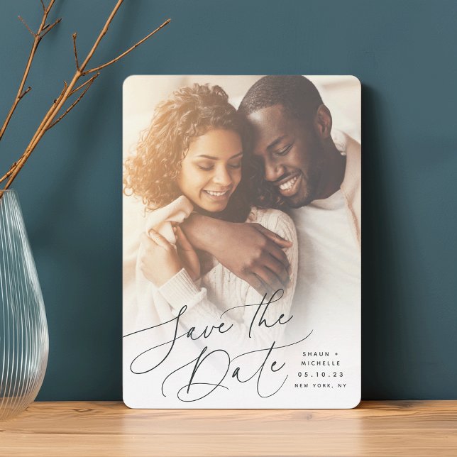 Windswept Script | Vertical Photo Save The Date (Creator Uploaded)