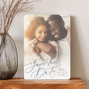 Windswept Script   Vertical Photo Save The Date