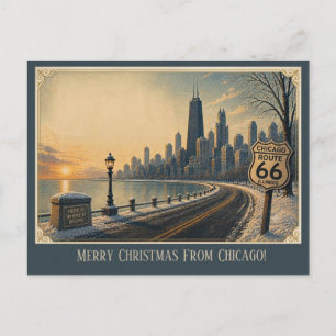 Windy City Christmas Travel Greetings Postcard