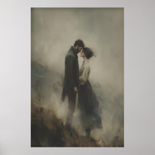 Windy Cliff Lovers Wuthering Heights Painting Poster