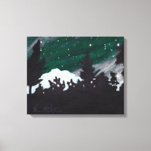 Windy Evergreen Night: Canvas Print Standard Size