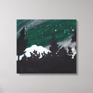 Windy Evergreen Night: Canvas Print Uncropped
