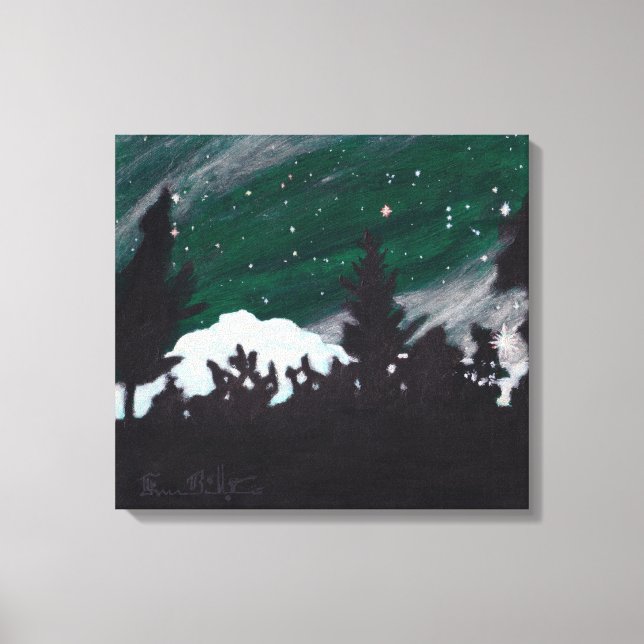 Windy Evergreen Night: Canvas Print Uncropped (Front)