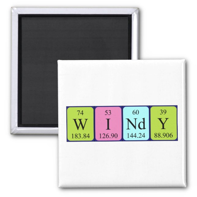 Windy periodic table name magnet (Front)