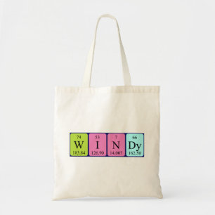 Windy periodic table name tote bag