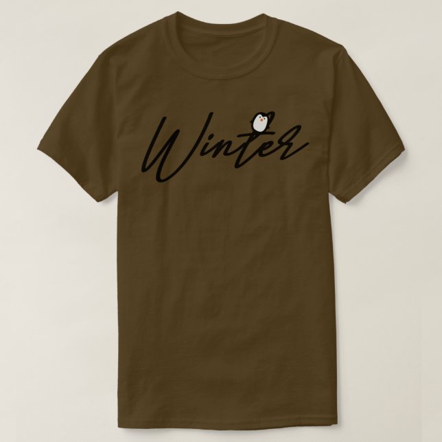 Windy Winter Penguin Adorable T-Shirt (Design Front)