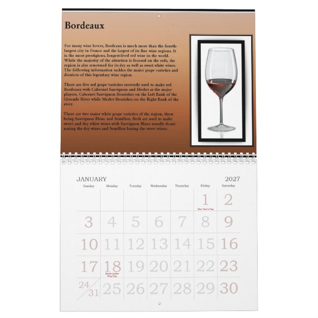 Wine 2010 Calendar (Jan 2027)